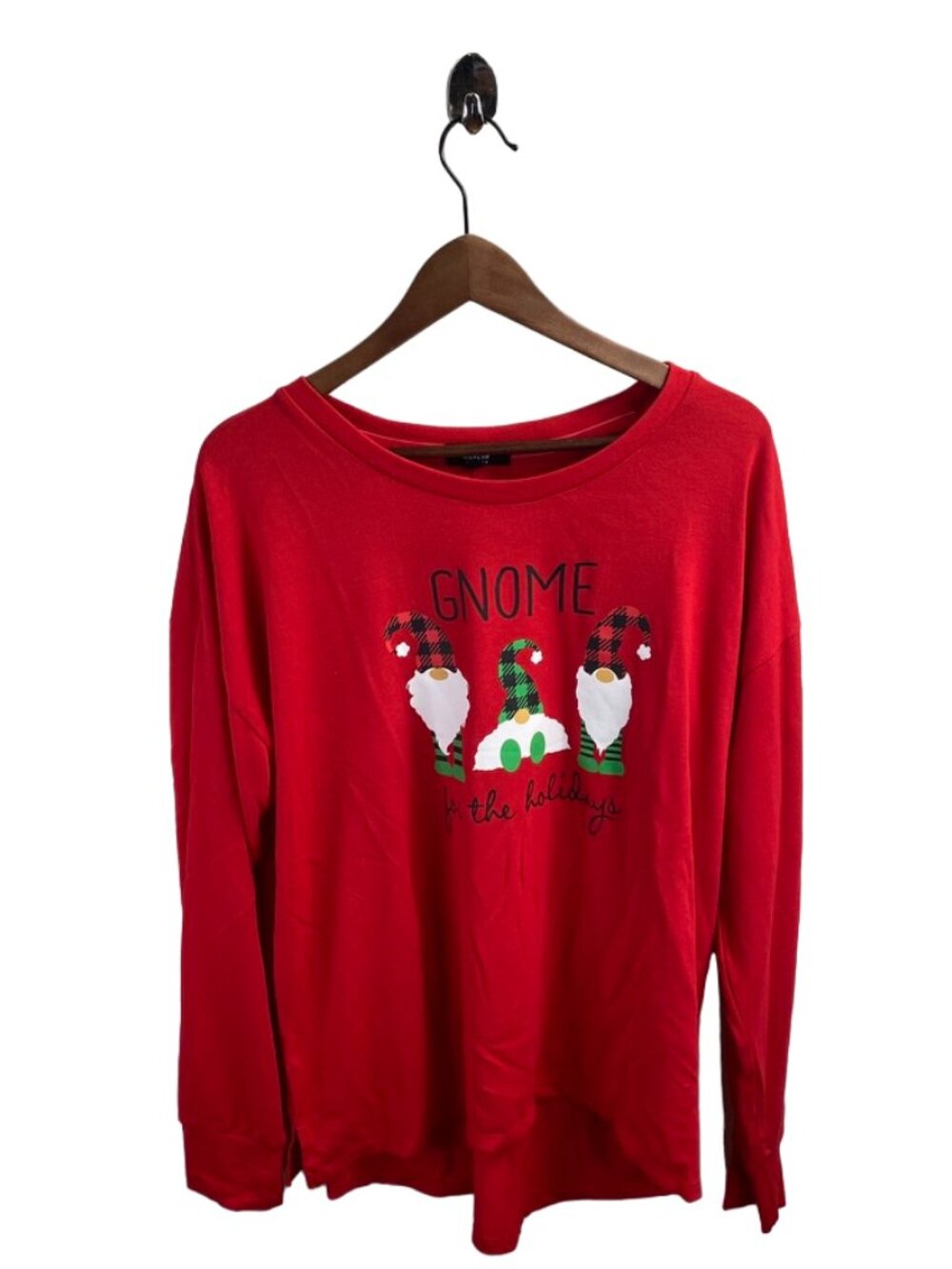 Modern Canvas Gnome For The Holidays Christmas Top Size XXL